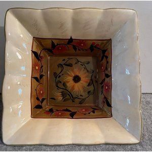 1 Vintage Certified International 10 inch Square Serving Bowl  Sunflower Design